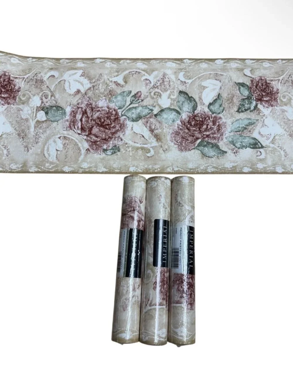 Vintage Wallpaper Border Floral French Cottage Roses Imperial 3 Rolls NEW